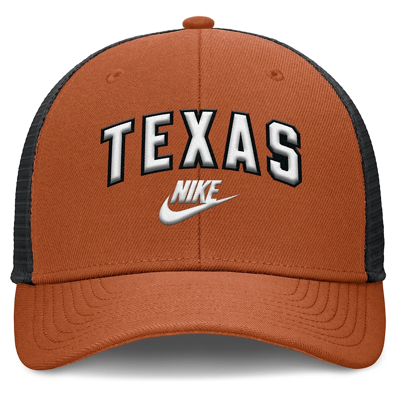 Casquette ajustable Nike Texas Longhorns Legacy Arch Rise Performance Trucker orange/noir pour homme