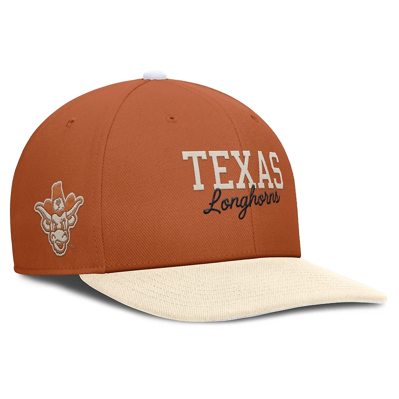 Casquette Nike Texas Longhorns Pro Legacy Snapback Orange/Crème pour homme