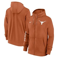 Sweat à capuche entièrement zippé Nike Texas Orange Longhorns 2024 pour homme