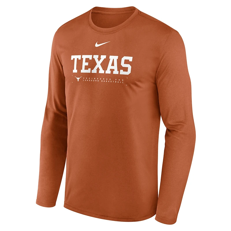 T-shirt à manches longues Nike Texas Orange Longhorns 2025 Courtside Basketball Shootaround Legend Dri-FIT pour homme