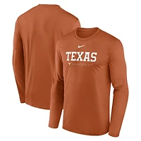 T-shirt à manches longues Nike Texas Orange Longhorns 2025 Courtside Basketball Shootaround Legend Dri-FIT pour homme