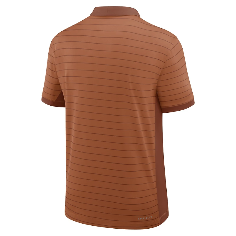 Polo Nike Texas Orange Longhorns 2025 pour homme, début de saison, avec rayures Victory Sideline Dri-FIT