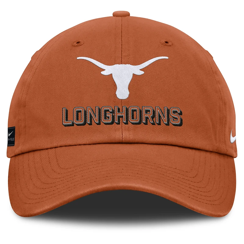 Casquette ajustable Nike Texas Orange Texas Longhorns 2025 On-Field Club pour homme