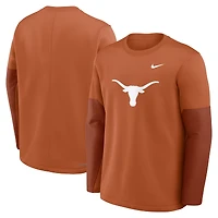 T-shirt Nike orange Texas Longhorns 2025 Sideline Coach Therma-FIT à manches longues pour homme