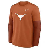 T-shirt Nike orange Texas Longhorns 2025 Sideline Coach Therma-FIT à manches longues pour homme