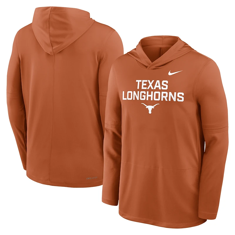 T-shirt à capuche et manches longues Nike Texas Orange Longhorns 2025 Sideline Dri-FIT pour homme