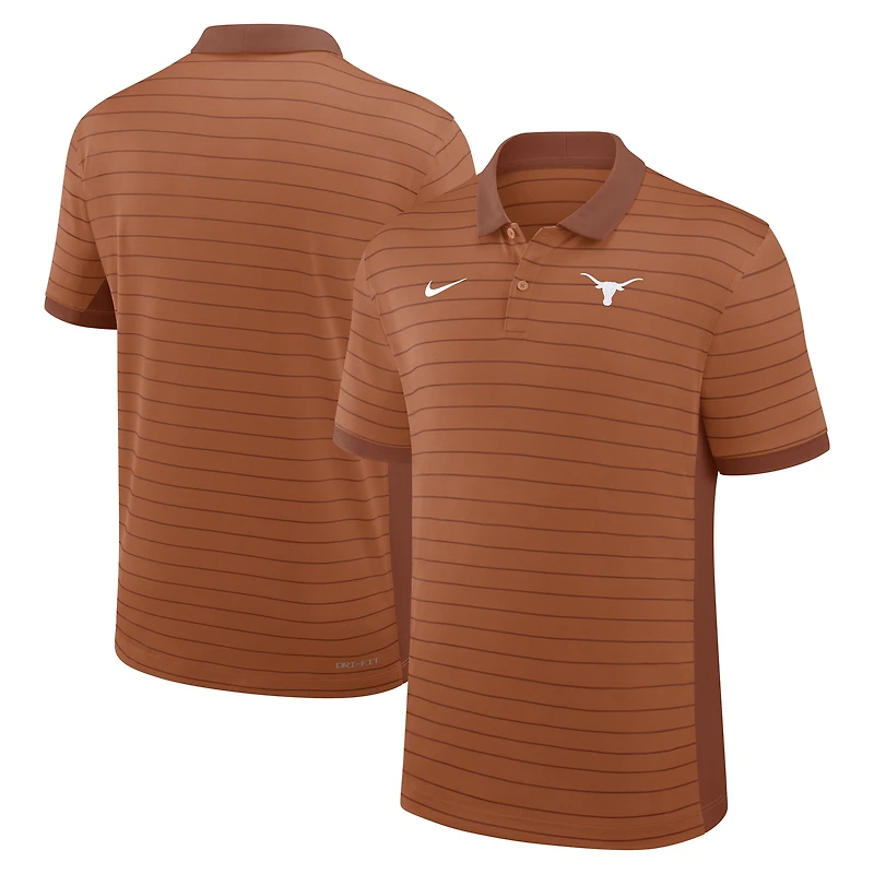 Polo Nike Texas Orange Longhorns 2026 pour homme, rayures de victoire, début saison, entraîneurs, Dri-FIT