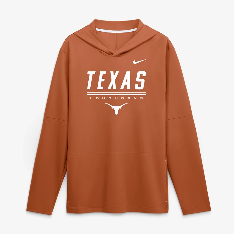 Haut à capuche léger manches longues Nike Texas Orange Longhorns 2026 Sideline pour homme