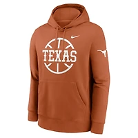Sweat à capuche en polaire Nike Texas Orange Longhorns Basketball Icon Club pour homme