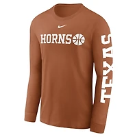 T-shirt à manches longues Nike Texas Orange Longhorns Basketball Icon Two-Hit pour homme
