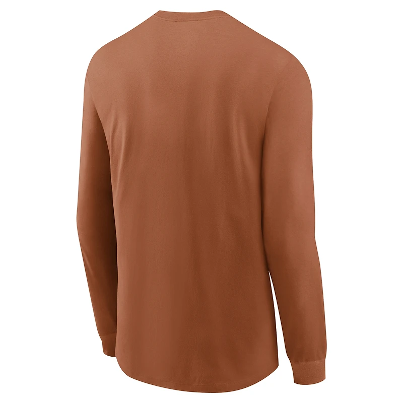 T-shirt à manches longues Nike Texas Orange Longhorns Basketball Icon Two-Hit pour homme