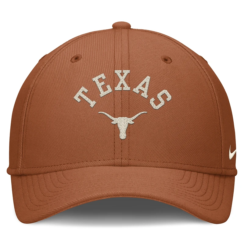 Casquette Nike Texas Orange Longhorns Campus Prep pour homme, modèle Chained & Arched Swooshflex Flex