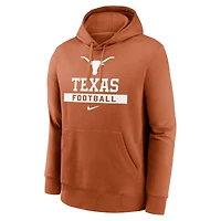Sweat à capuche en polaire Nike Texas Orange Longhorns Football Stack Club pour homme