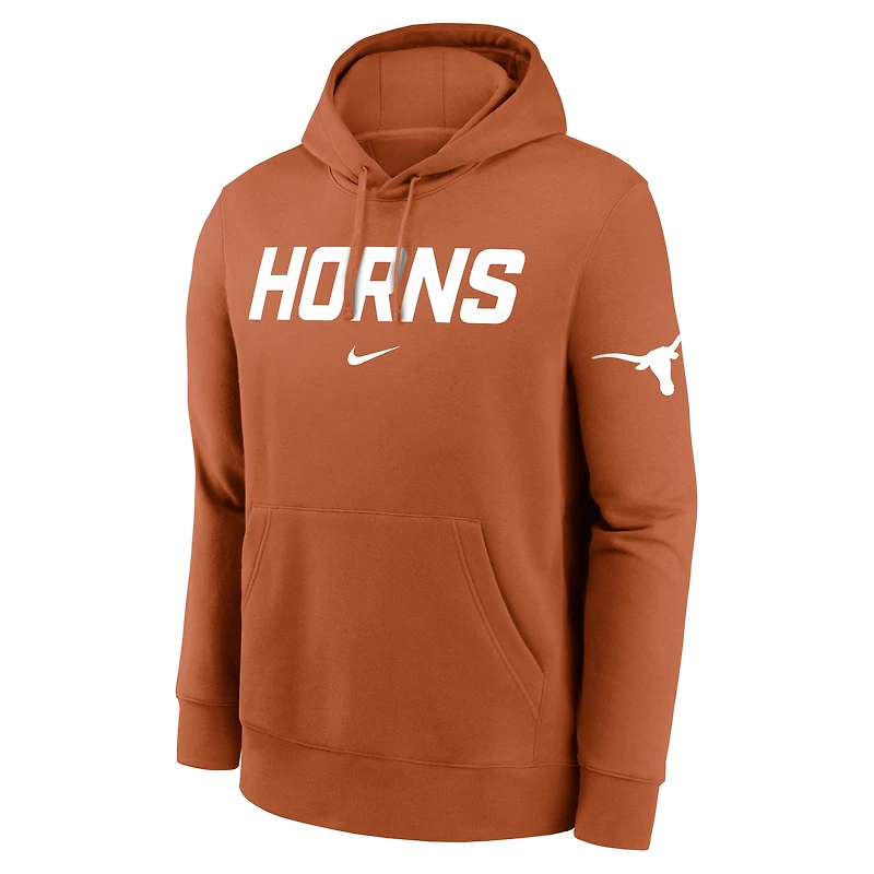 Men's Nike Texas Orange Longhorns Nickname Club Fleece Pullover Hoodie
