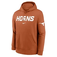 Men's Nike Texas Orange Longhorns Nickname Club Fleece Pullover Hoodie