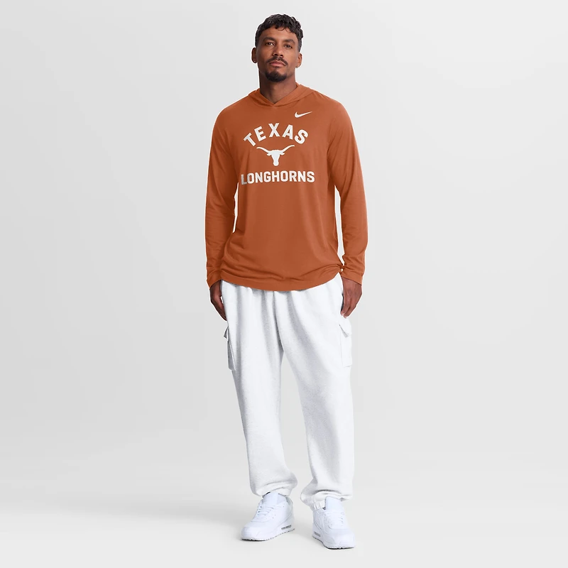 Men's Nike Texas Orange Longhorns Primetime Arch Tri-Blend Dri-FIT Long Sleeve Hooded T-Shirt