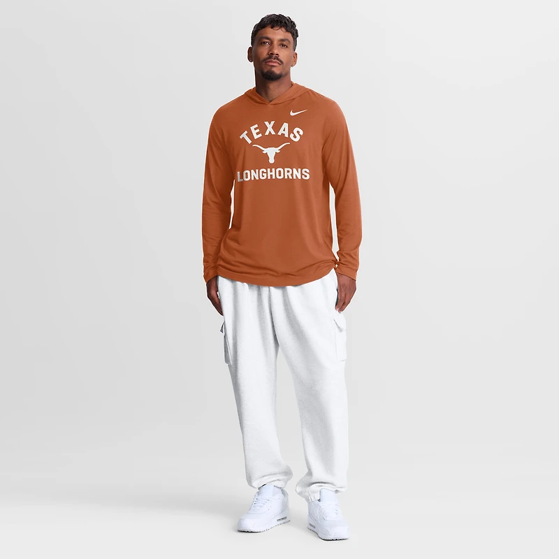 Men's Nike Texas Orange Longhorns Primetime Arch Tri-Blend Dri-FIT Long Sleeve Hooded T-Shirt