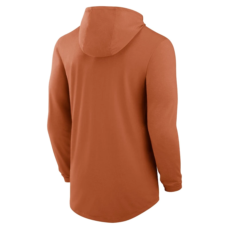T-shirt à capuche manches longues Nike Texas Orange Longhorns Primetime Tri-Blend Performance pour homme