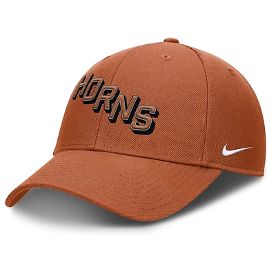 Casquette ajustable Nike Texas Orange Texas Longhorns Slanted Primetime Rise Performance pour homme