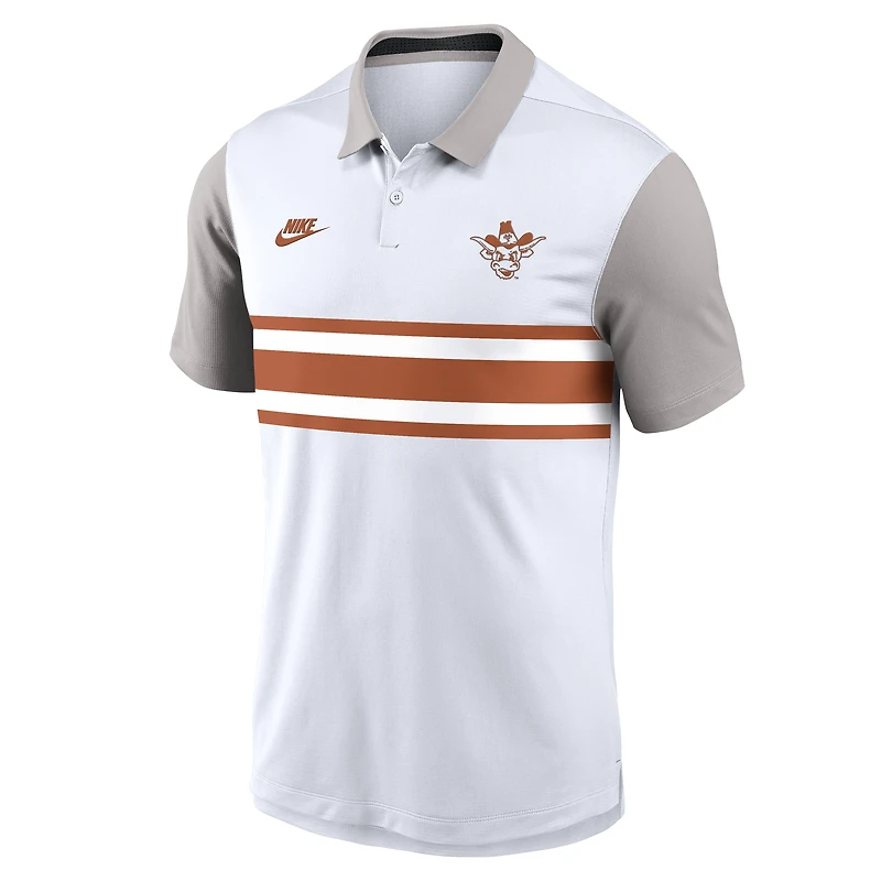 Polo Nike blanc/gris Texas Longhorns Athletic Prep Legacy Logo Vapor Dri-FIT pour homme