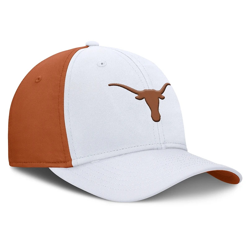 Men's Nike White/Texas Orange Texas Longhorns 2025 Sideline Rise Local Performance Flex Hat
