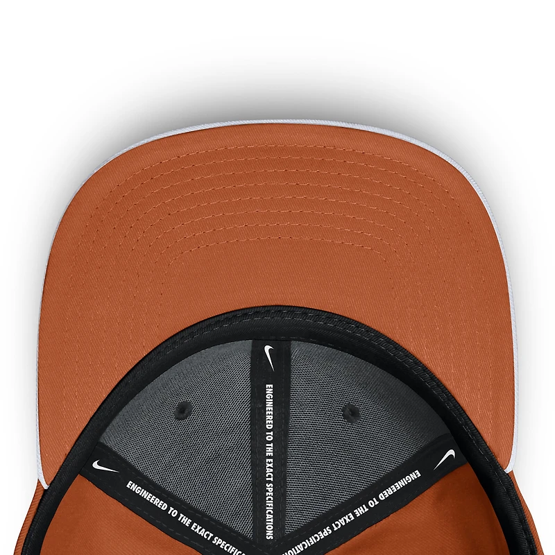 Men's Nike White/Texas Orange Texas Longhorns 2025 Sideline Rise Local Performance Flex Hat