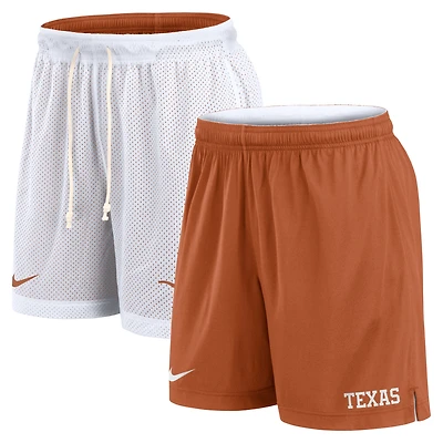 Short de sport réversible Nike Primetime pour homme, blanc/orange Texas Longhorns
