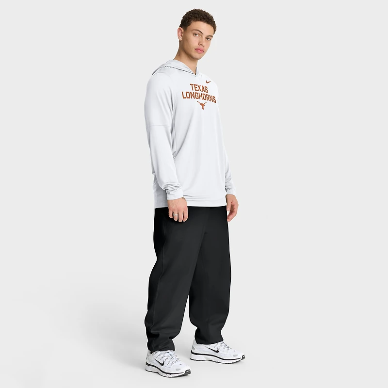 Men's Nike White Texas Longhorns 2025 Sideline Dri-FIT Long Sleeve Hoodie T-Shirt