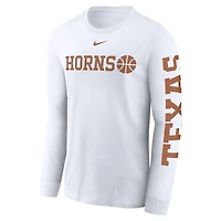 Men's Nike Texas Longhorns Basketball Icon Two-Hit Long Sleeve T-Shirt