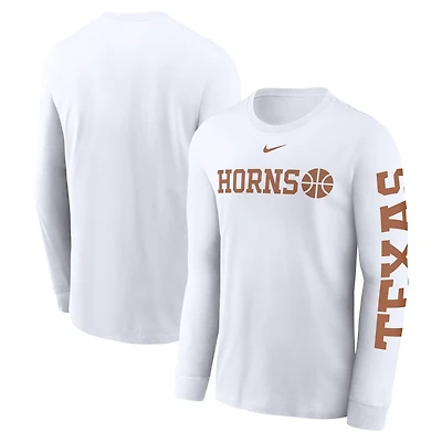 Men's Nike  White Texas Longhorns Basketball Icon Two-Hit Long Sleeve T-Shirt