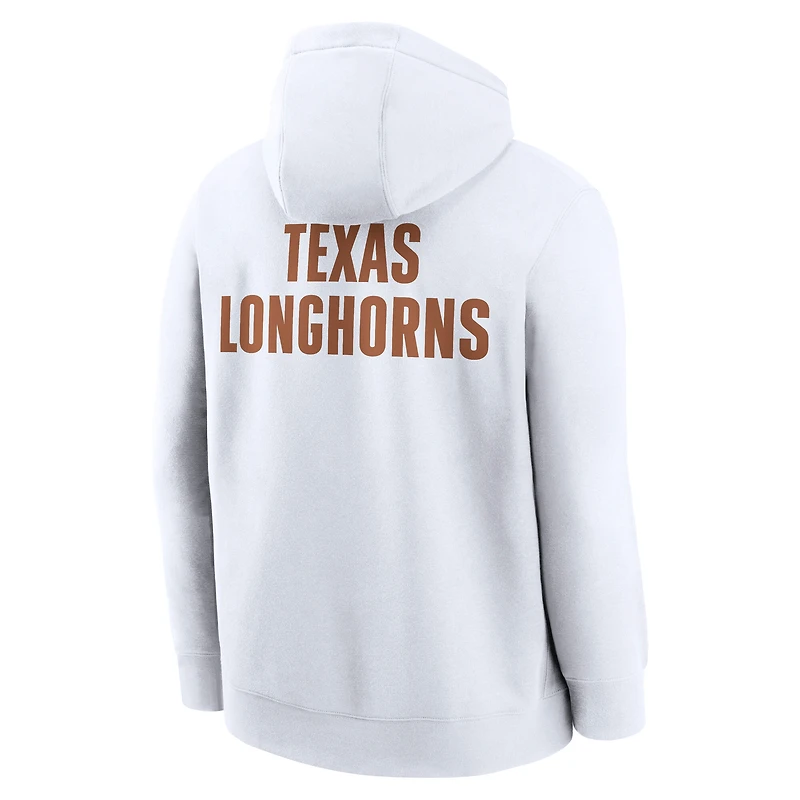 Sweat à capuche Nike blanc Texas Longhorns Basketball Two-Hit Club Fleece pour homme