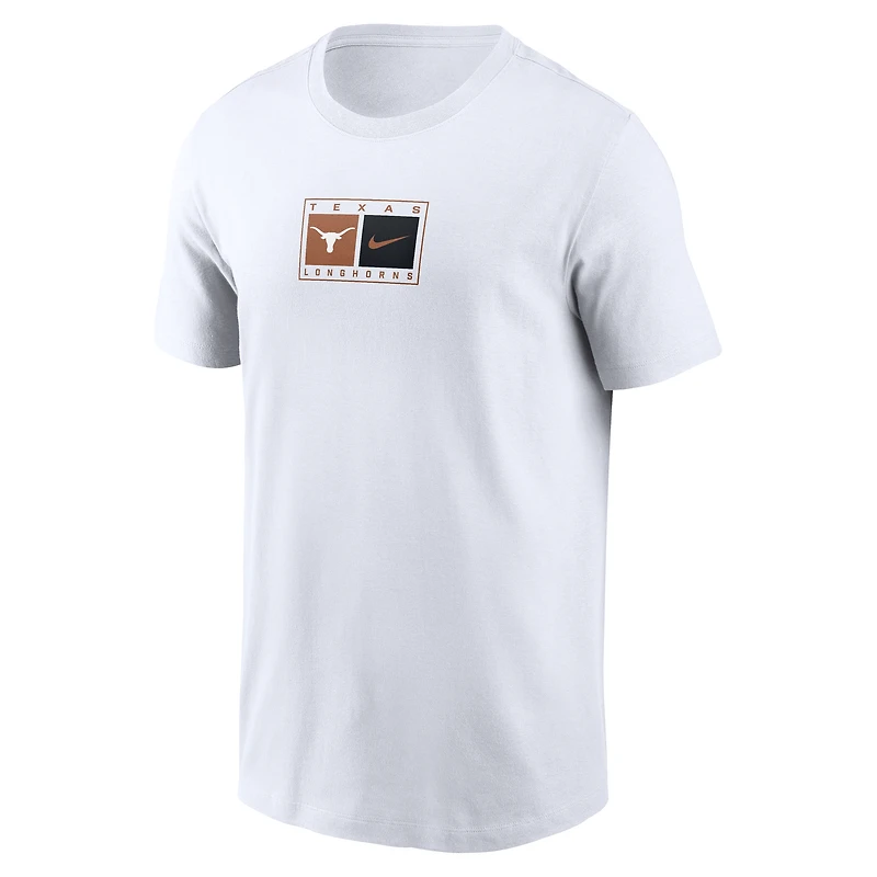 T-shirt Nike blanc pour homme avec logo Swoosh des Texas Longhorns Campus