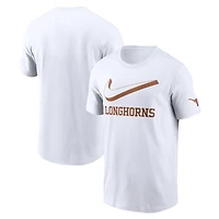 T-shirt Nike blanc Texas Longhorns Primetime 2-Hit Swoosh pour homme