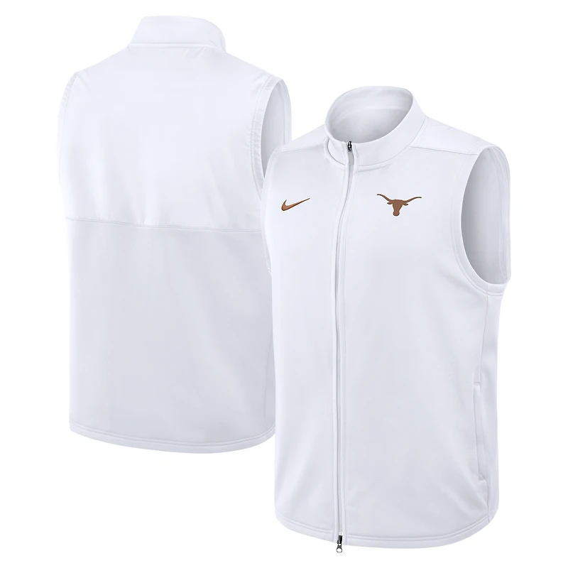 Gilet zippé Nike blanc Texas Longhorns Primetime Victory Therma-FIT pour homme