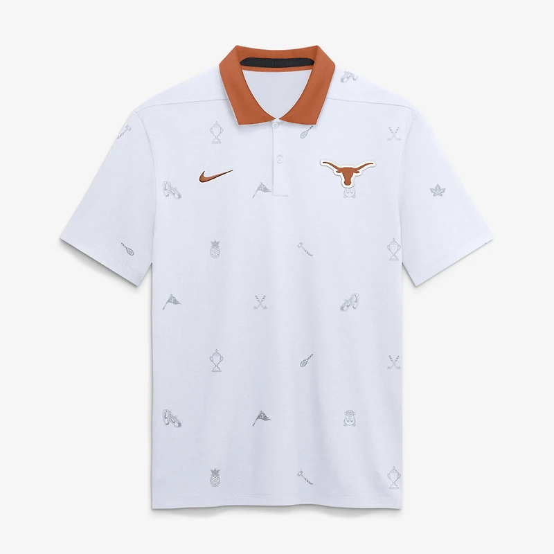 Polo Nike Dri-FIT blanc à motif Vapor des Texas Longhorns pour homme