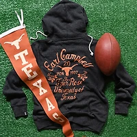 Men's Roots of Fight Earl Campbell Black Texas Longhorns Tyler Rose Name & Number Hoodie