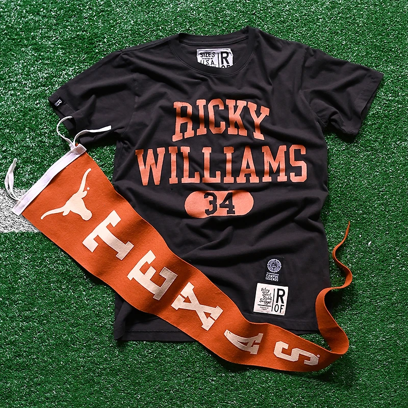 Men's Roots of Fight Ricky Williams Texas Longhorns Name & Number T-Shirt