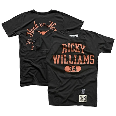 T-shirt noir pour homme « Racines du combat » Ricky Williams, nom et numéro des Texas Longhorns