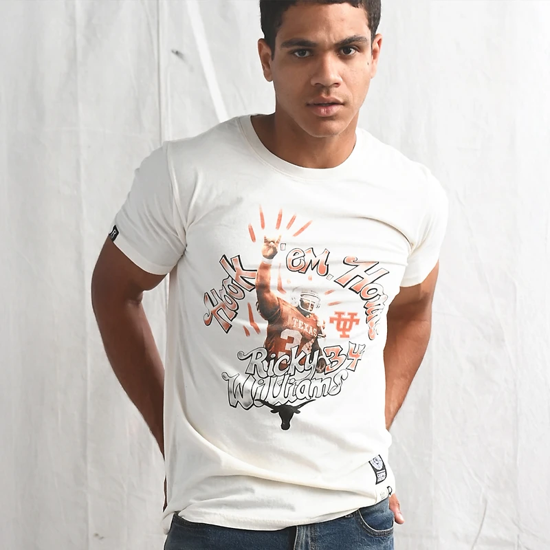 Men's Roots of Fight Ricky Williams White Texas Longhorns Name & Number T-Shirt