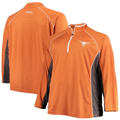 Veste raglan à quart de zip texturée Texas Longhorns Big & Tall pour hommes