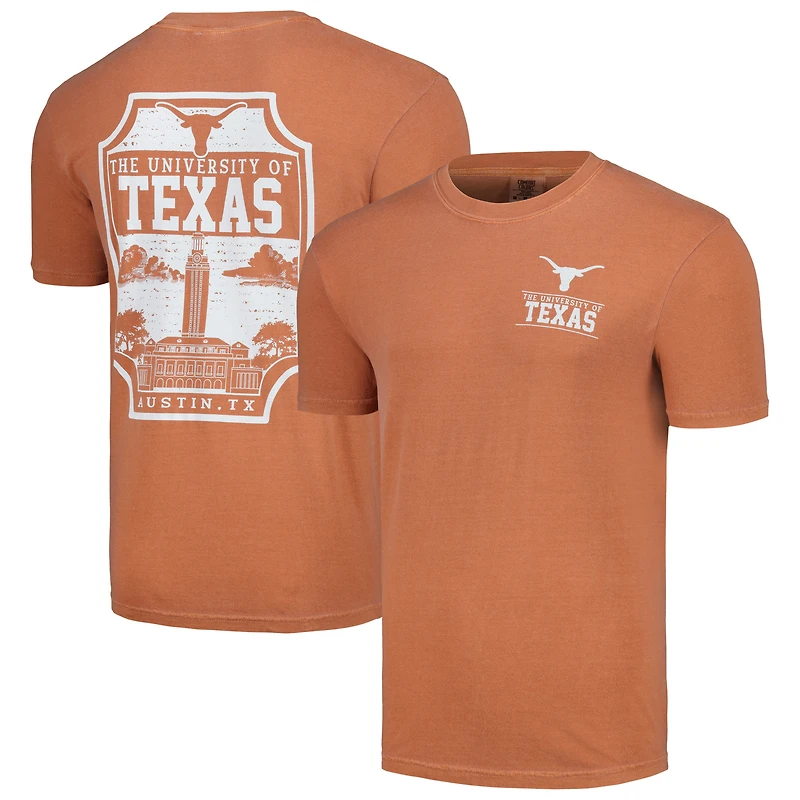 T-shirt orange confort pour homme avec badge campus Texas Longhorns