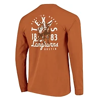 T-shirt à manches longues pour homme, motif mascotte orange Texas Longhorns, couleurs confortables