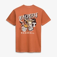 Men's  Texas Orange Longhorns Drawn Mascot Baseball T-Shirt