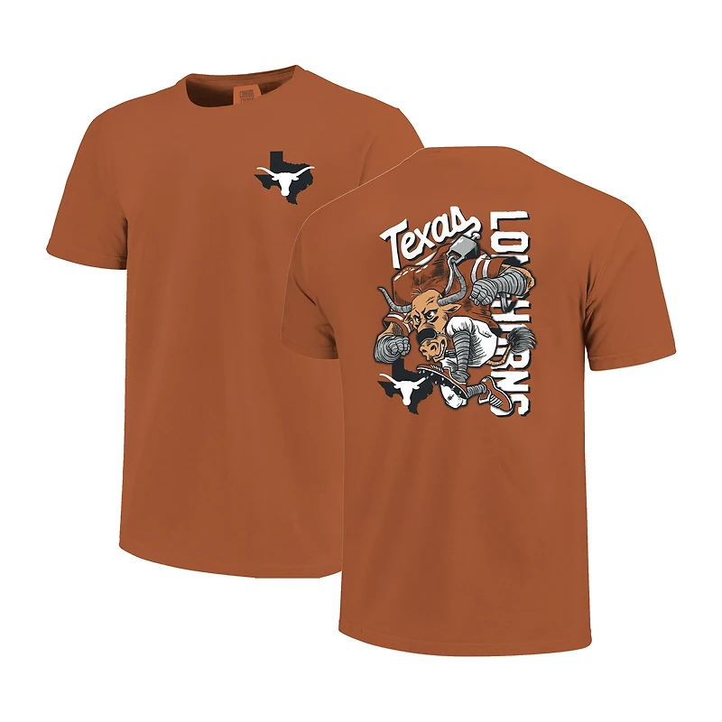 T-shirt homme Texas Orange Longhorns Mascotte Croquise Couleurs Confortables