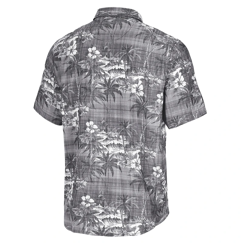 Men's Tommy Bahama Black Texas Longhorns Coconut Point Palmetta IslandZone Camp Button-Up Shirt