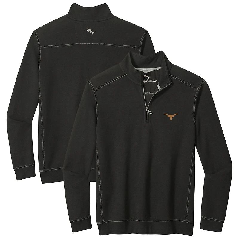 Veste mi-zip Tommy Bahama noire Texas Longhorns Montego Bay pour homme