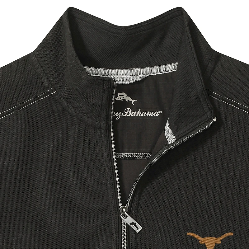 Veste mi-zip Tommy Bahama noire Texas Longhorns Montego Bay pour homme