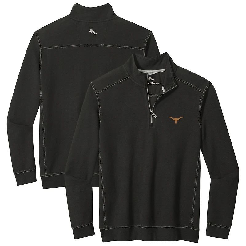 Men's Tommy Bahama Black Texas Longhorns Montego Bay Quarter-Zip Top