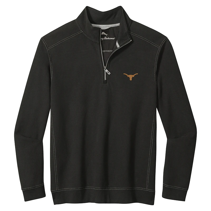 Haut zippé quart de tour Tommy Bahama noir Texas Longhorns Montego Bay pour homme