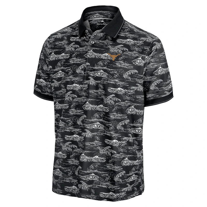 Men's Tommy Bahama Black Texas Longhorns Sport Bay View IslandZone Polo